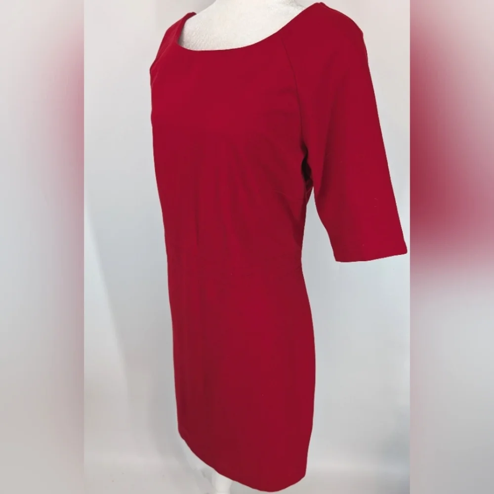Talbots Women's Classic Rose Red Boat Neck 1/2 Sleeves Sheath Dress 12 NWT